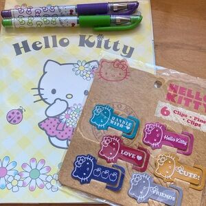 Hello Kitty Stationary | Post-it notes, paper clips, gel pens